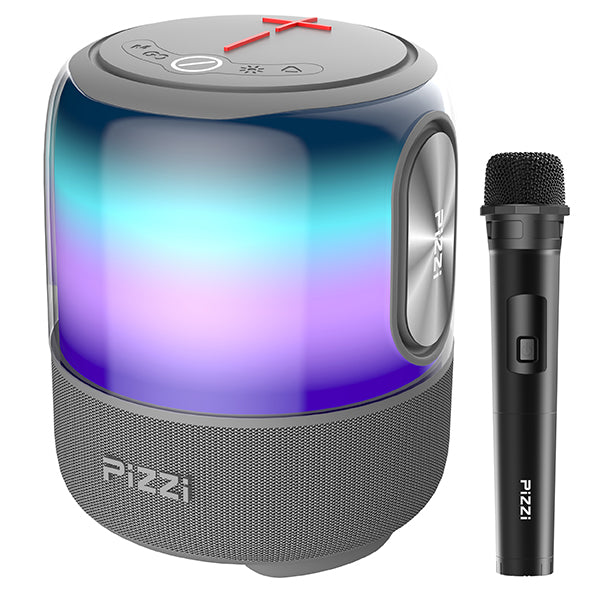 רמקול PiZZi Thunder Bass עוצמתי 60W סאונד מדהים, תאורת לד מתחלפת עם מיקרופון אלחוטי