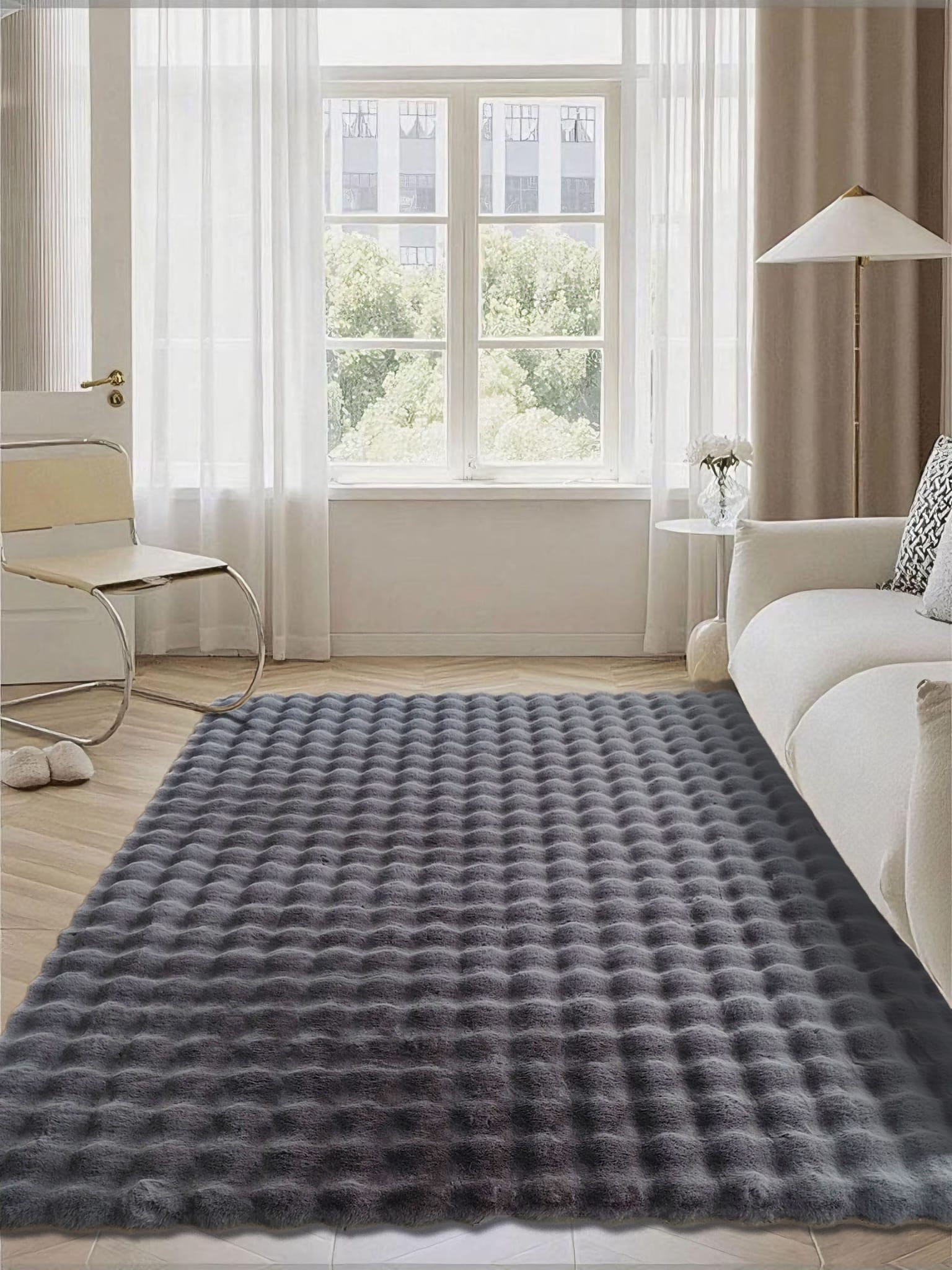 שטיח פרווה לסלון בועות 290*200
